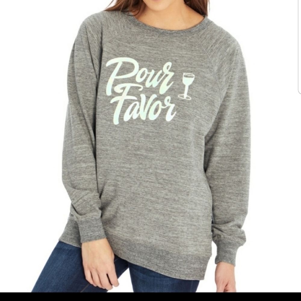Wildfox Sz S Pour Favor Statement Sweater Gray